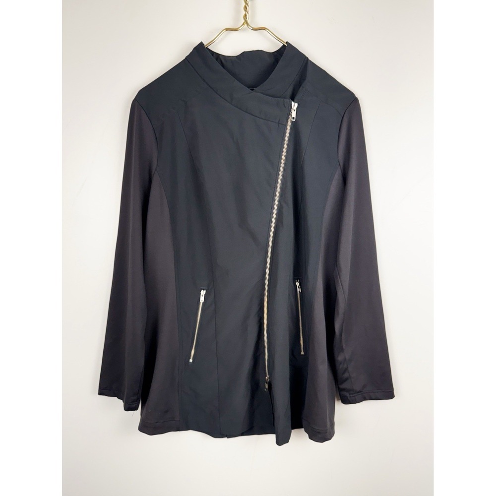 Noel Asmar Jada Black Asymmetric Zip Jacket Women's Sz M Uniform Equestrian